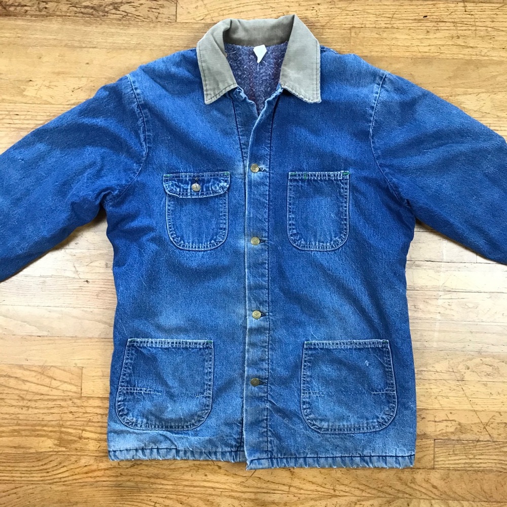 1980s Distressed Denim Chore Coat